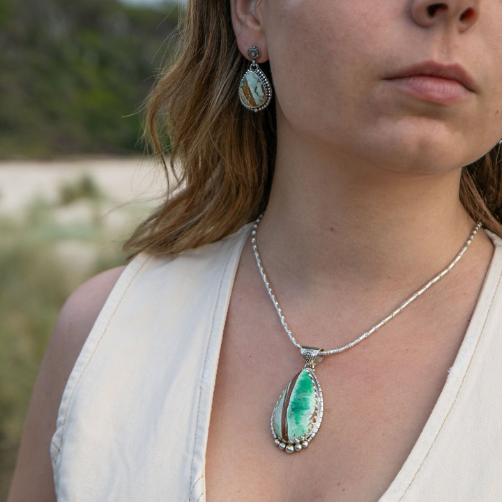 Variscite Pendant set in Tribal Sterling Silver