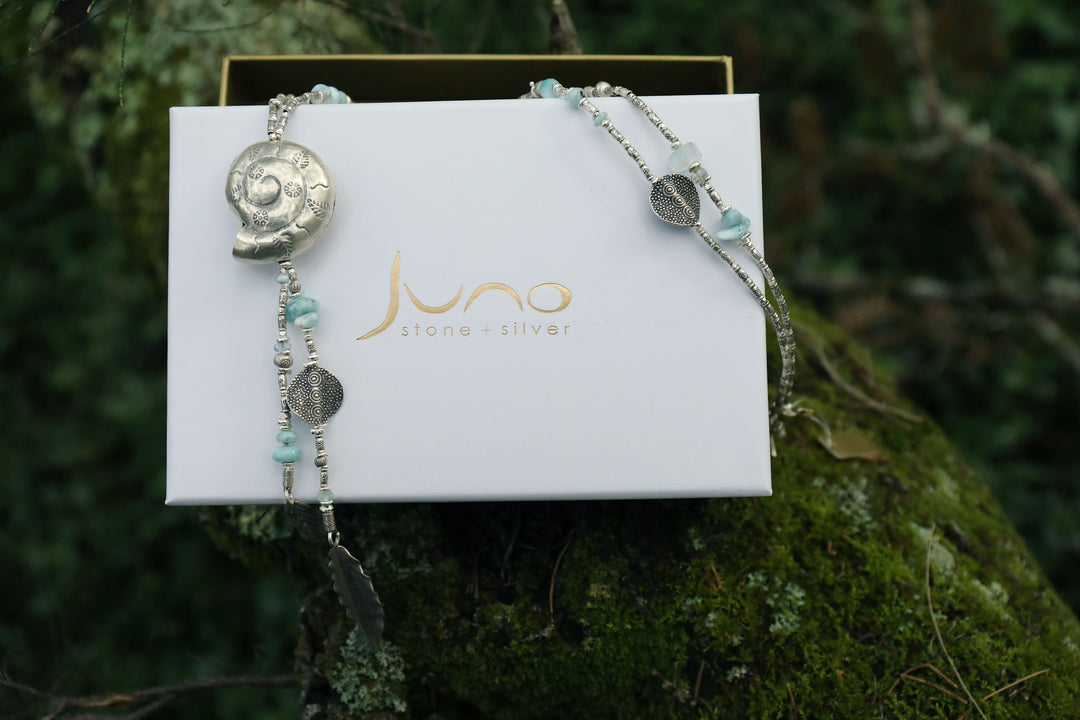 Genuine Larimar Pendant Edge set in Sterling Silver