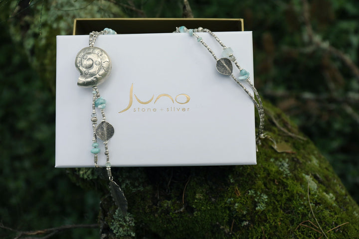 Genuine Larimar Pendant Edge set in Sterling Silver