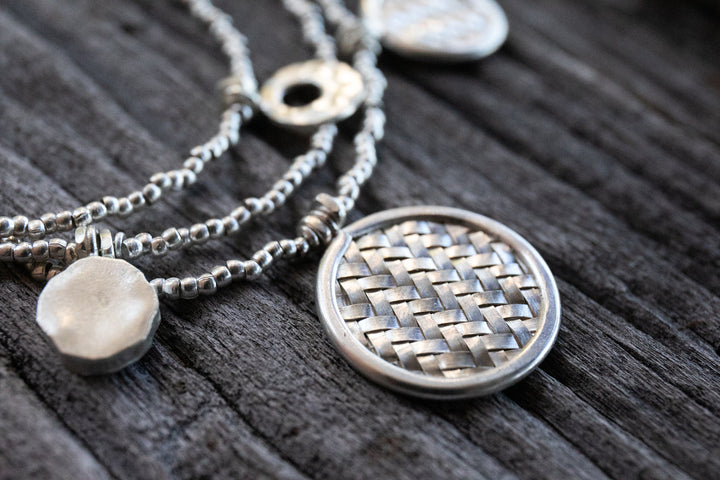 Hill Tribe Silver Woven Charm Necklace