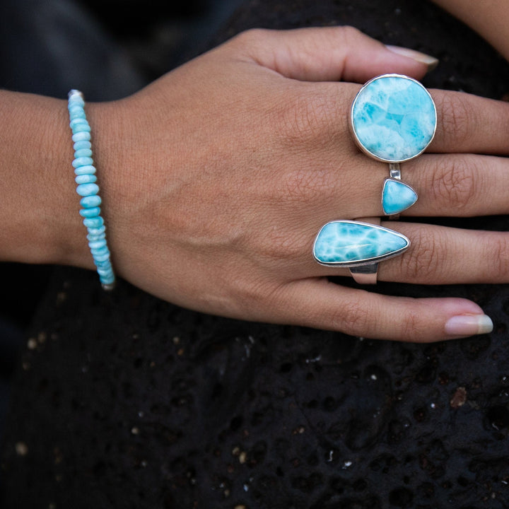 Larimar and Thai Hill Tribe Silver Bracelet