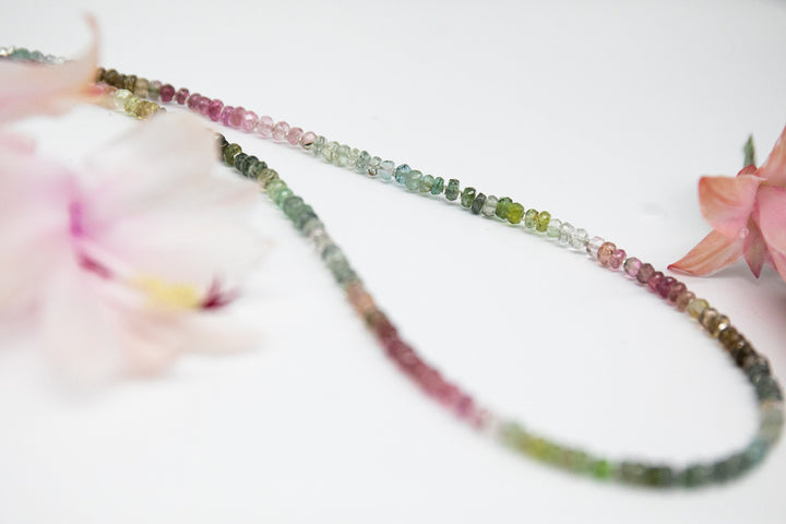 RESERVED for Liz ** Graduated Watermelon Tourmaline + Thai Hill Tribe Silver Necklace