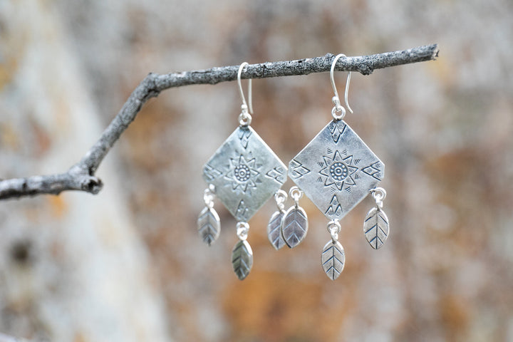 Thai Hill Tribe Silver Kite Dangle Earrings