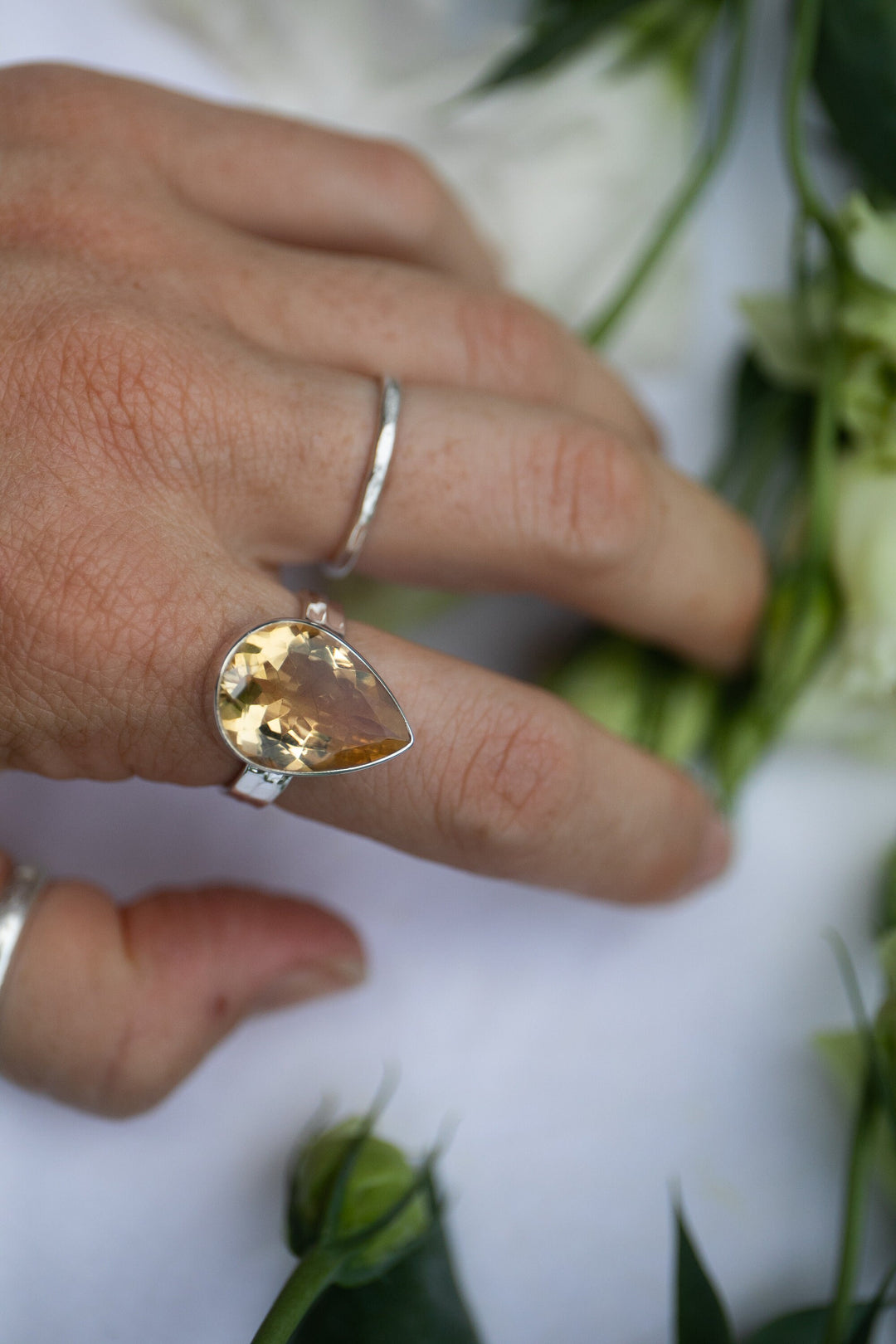 Faceted Natural Citrine Ring set in Sterling Silver - Multiple Sizes
