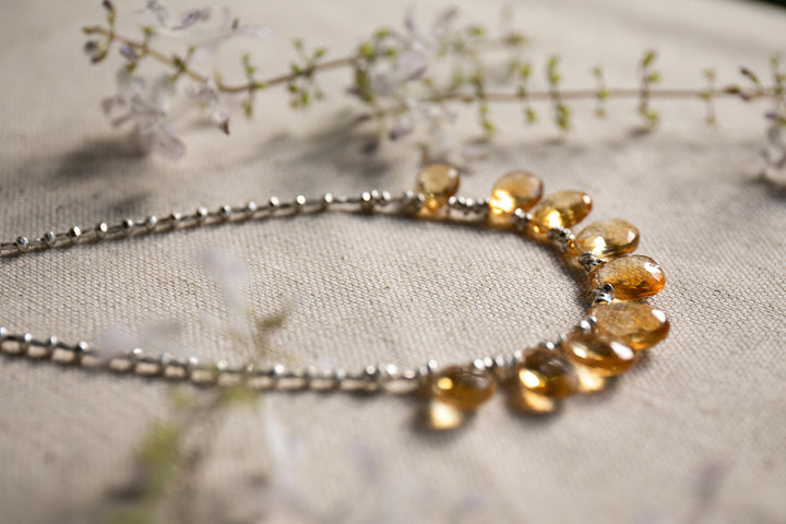 Faceted Briolette Citrine Necklace with Thai Hill Tribe Silver