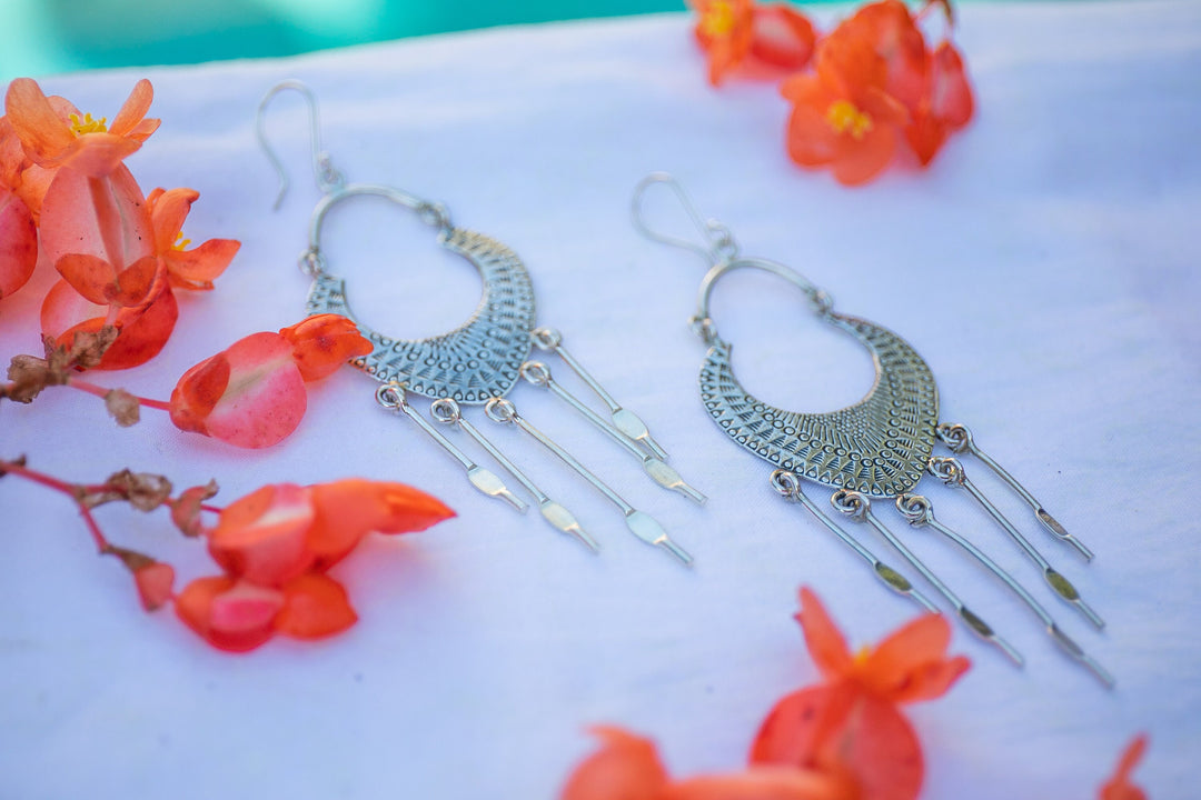 Statement Thai Hill Tribe Silver Tassel Earrings