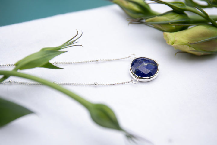Lapis Lazuli Pendant on Fine Silver Chain