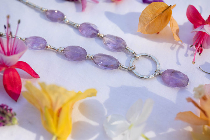 High Quality Faceted Amethyst and Thai Hill Tribe Silver Necklace