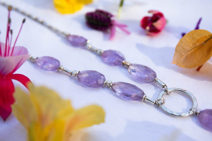 High Quality Faceted Amethyst and Thai Hill Tribe Silver Necklace