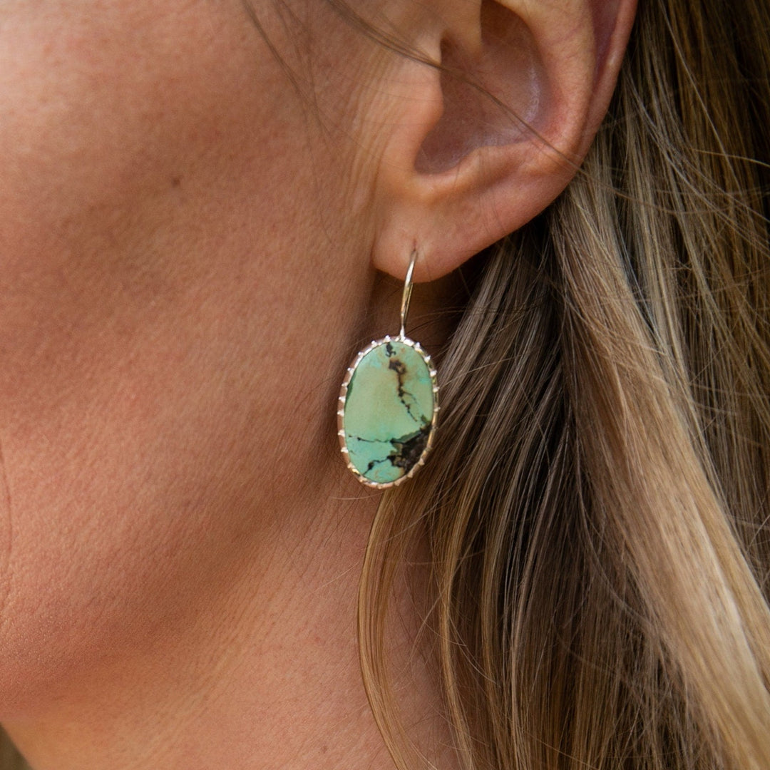 Genuine Turquoise Earrings set in Sterling Silver
