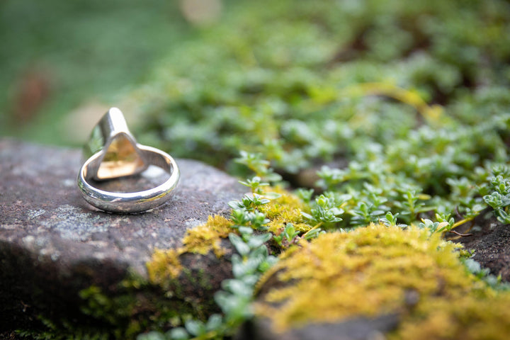 A Grade Finely Faceted Natural Citrine Ring in Sterling Silver Setting - Size 7.5 US