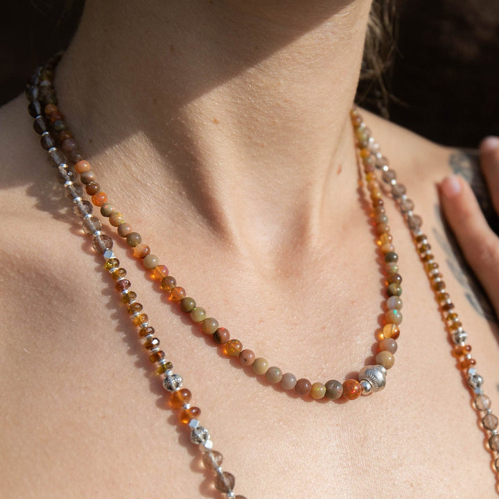 Ethiopian Opal Beaded Necklace with Thai Hill Tribe Silver
