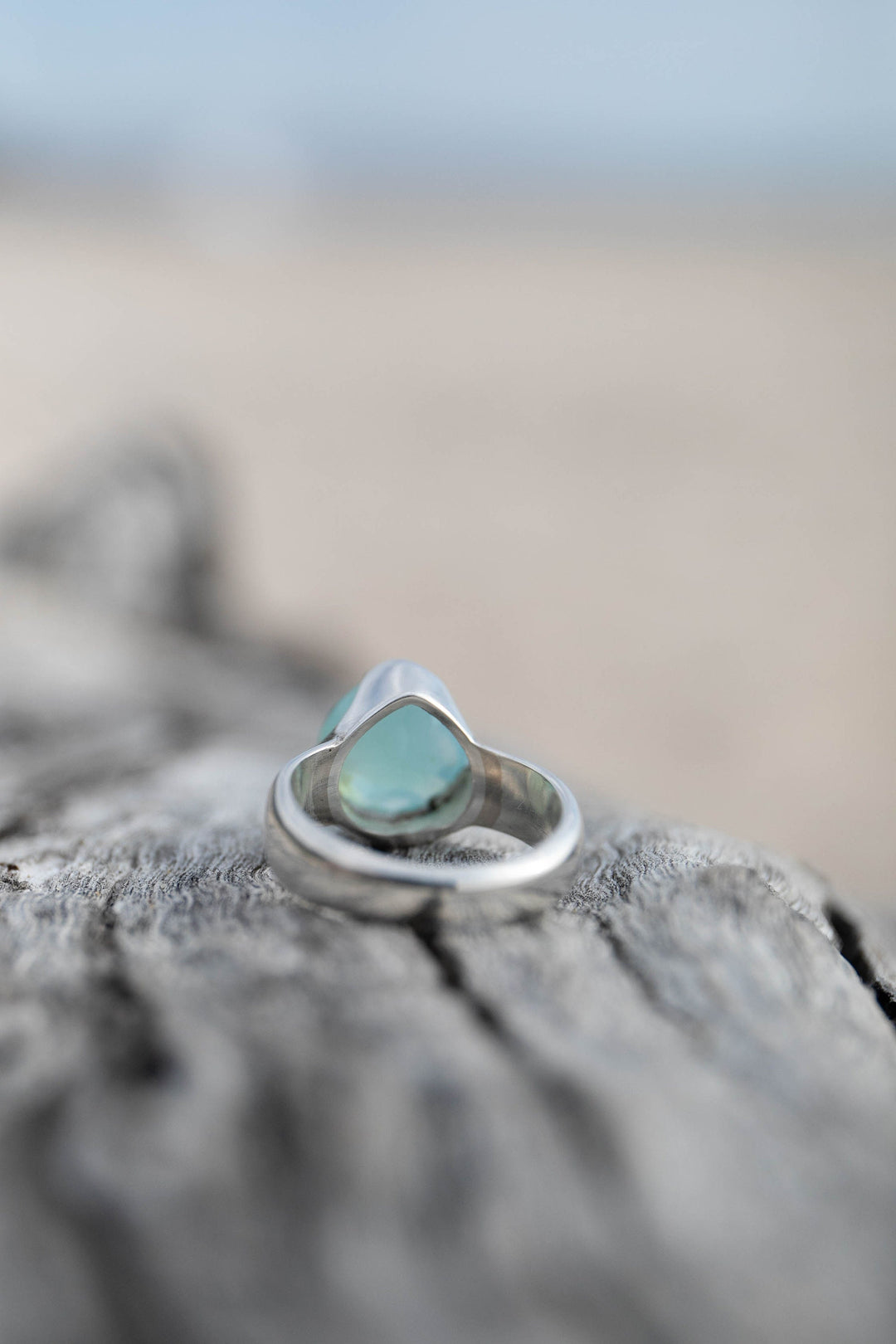 Soft Blue Peruvian Opal Ring set in Sterling Silver Setting - Size 7.5 US