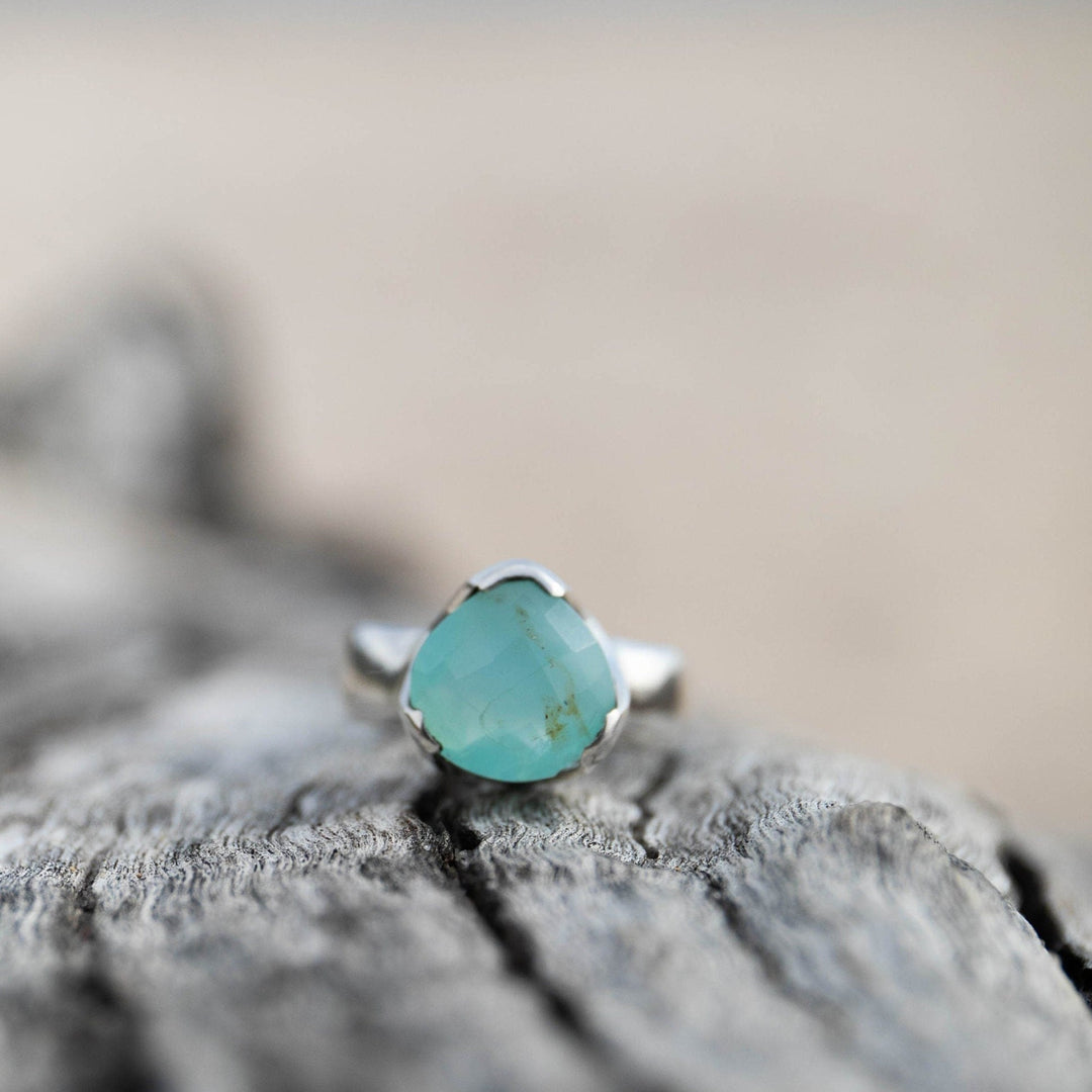 Soft Blue Peruvian Opal Ring set in Sterling Silver Setting - Size 7.5 US