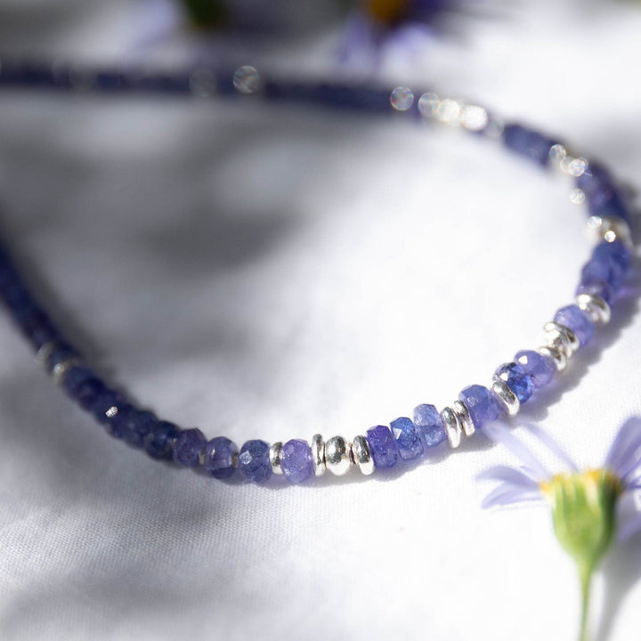 High Grade Tanzanite Necklace with Thai Hill Tribe Silver Beads and Clasp