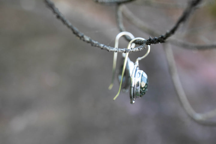Faceted Ocean Jasper Earrings set in Tribal 92.5% Sterling Silver